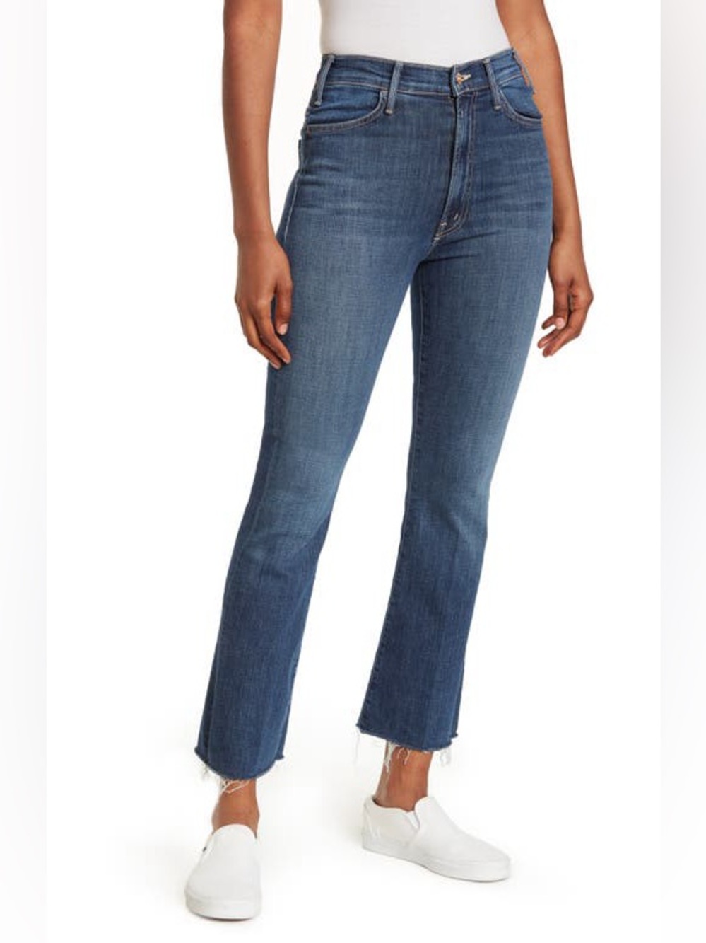 MOTHER The Hustler Ankle Fray Jeans in Girl Crush Wash